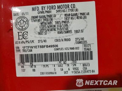 Zdjęcie 12 z 12 samochodu: 2011 FORD F150 SUPERCREW VIN:1FTFW1ET5BFB49506 - miniatura