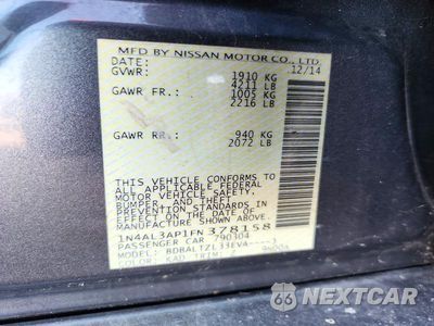 Zdjęcie 12 z 12 samochodu: 2015 NISSAN ALTIMA 2.5 SL VIN:1N4AL3AP1FN378158 - miniatura