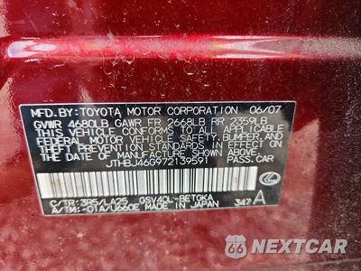Zdjęcie 12 z 12 samochodu: 2007 LEXUS ES 350 VIN:JTHBJ46G972139591 - miniatura