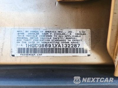 Zdjęcie 12 z 12 samochodu: 2000 HONDA ACCORD SE VIN:1HGCG6691YA132287 - miniatura