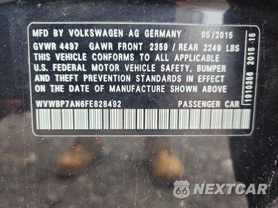 Zdjęcie 12 z 12 samochodu: 2015 VOLKSWAGEN CC SPORT VIN:WVWBP7AN6FE828492 - miniatura