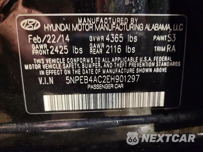 Zdjęcie 13 z 13 samochodu: 2014 HYUNDAI SONATA GLS VIN:5NPEB4AC2EH901297 - miniatura