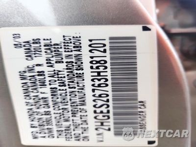 Zdjęcie 12 z 12 samochodu: 2003 HONDA CIVIC EX VIN:2HGES26763H581201 - miniatura
