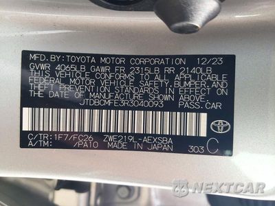 Zdjęcie 12 z 12 samochodu: 2024 TOYOTA COROLLA HYBRID NIGHTSHADE VIN:JTDBCMFE3R3040093 - miniatura