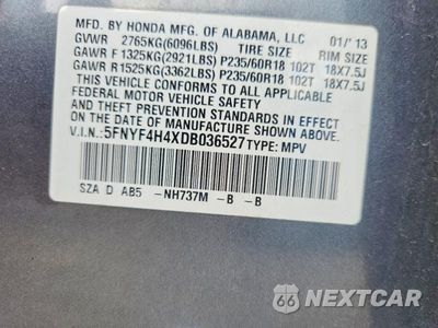 Zdjęcie 13 z 13 samochodu: 2013 HONDA PILOT EX VIN:5FNYF4H4XDB036527 - miniatura