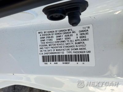 Zdjęcie 12 z 12 samochodu: 2019 HONDA CIVIC LX VIN:2HGFC4B60KH301152 - miniatura