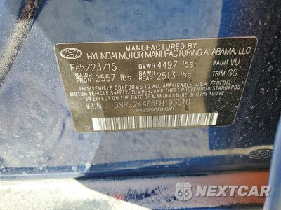 Zdjęcie 12 z 12 samochodu: 2015 HYUNDAI SONATA SE VIN:5NPE24AF5FH193610 - miniatura
