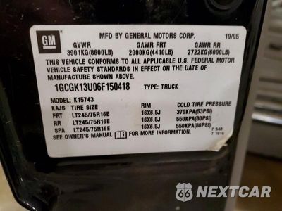Zdjęcie 12 z 12 samochodu: 2006 CHEVROLET SILVERADO K1500 HEAVY DUTY VIN:1GCGK13U06F150418 - miniatura
