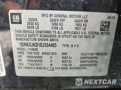 Zdjęcie 13 z 13 samochodu: 2014 CHEVROLET TRAVERSE LTZ VIN:1GNKVJKD1EJ334465 - miniatura