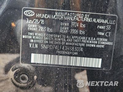 Zdjęcie 12 z 12 samochodu: 2018 HYUNDAI ELANTRA SE VIN:5NPD74LF4JH383014 - miniatura