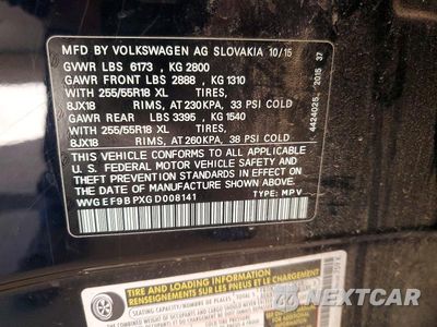 Zdjęcie 13 z 13 samochodu: 2016 VOLKSWAGEN TOUAREG SPORT VIN:WVGEF9BPXGD008141 - miniatura