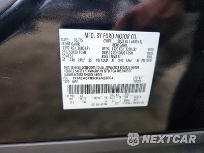 Zdjęcie 13 z 13 samochodu: 2016 FORD EXPLORER LIMITED VIN:1FM5K8F85GGA22004 - miniatura