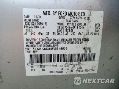 Zdjęcie 13 z 13 samochodu: 2015 FORD EXPLORER XLT VIN:1FM5K8D84FGB45536 - miniatura