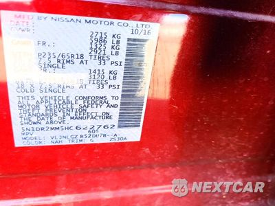 Zdjęcie 13 z 13 samochodu: 2017 NISSAN PATHFINDER SL VIN:5N1DR2MM5HC622762 - miniatura