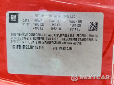 Zdjęcie 12 z 12 samochodu: 2018 CHEVROLET CAMARO LT VIN:1G1FB1RS2J0147199 - miniatura