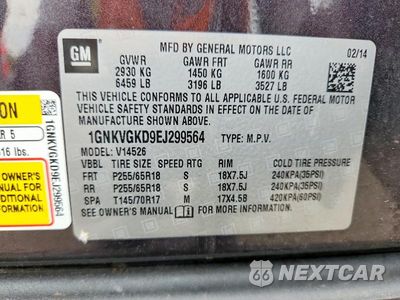 Zdjęcie 14 z 14 samochodu: 2014 CHEVROLET TRAVERSE VIN:1GNKVGKD9EJ299564 - miniatura