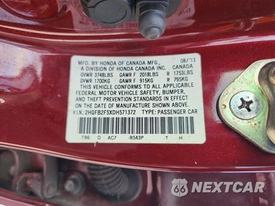 Zdjęcie 12 z 12 samochodu: 2013 HONDA CIVIC LX VIN:2HGFB2F5XDH571372 - miniatura