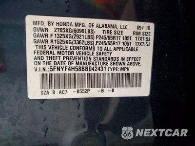 Zdjęcie 14 z 14 samochodu: 2011 HONDA PILOT EXL VIN:5FNYF4H58BB042431 - miniatura