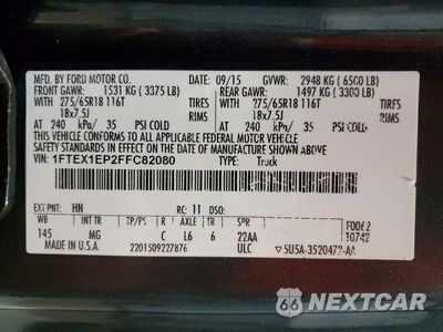Zdjęcie 12 z 12 samochodu: 2015 FORD F150 SUPER CAB VIN:1FTEX1EP2FFC82080 - miniatura