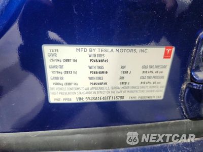 Zdjęcie 13 z 13 samochodu: 2015 TESLA MODEL S VIN:5YJSA1E48FF116208 - miniatura