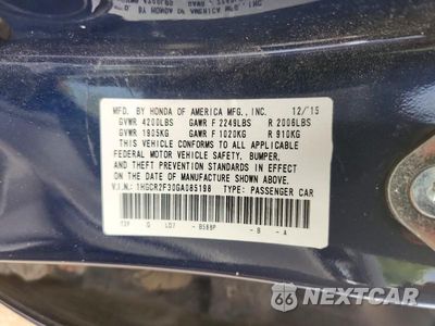 Zdjęcie 12 z 12 samochodu: 2016 HONDA ACCORD LX VIN:1HGCR2F30GA085198 - miniatura