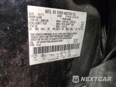 Zdjęcie 13 z 13 samochodu: 2011 FORD EXPLORER VIN:1FMHK7B83BGA41687 - miniatura