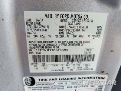 Zdjęcie 12 z 12 samochodu: 2014 FORD F150 SUPERCREW VIN:1FTFW1EF0EKE98286 - miniatura