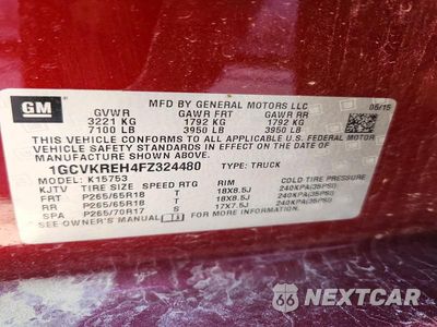 Zdjęcie 12 z 12 samochodu: 2015 CHEVROLET SILVERADO K1500 LT VIN:1GCVKREH4FZ324480 - miniatura