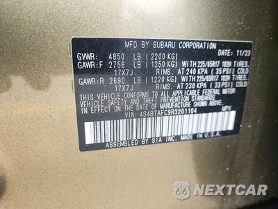 Zdjęcie 14 z 14 samochodu: 2024 SUBARU OUTBACK PREMIUM VIN:4S4BTAFC9R3201104 - miniatura