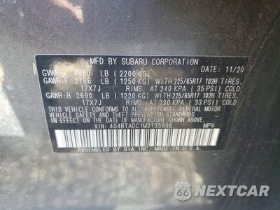 Zdjęcie 13 z 13 samochodu: 2021 SUBARU OUTBACK PREMIUM VIN:4S4BTADC1M3135806 - miniatura