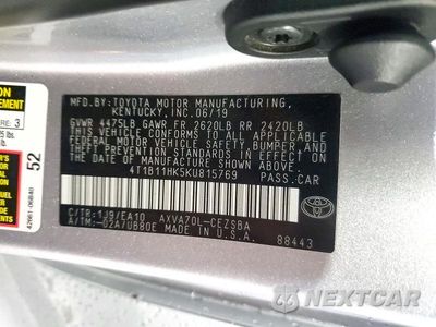 Zdjęcie 12 z 12 samochodu: 2019 TOYOTA CAMRY SE VIN:4T1B11HK5KU815769 - miniatura