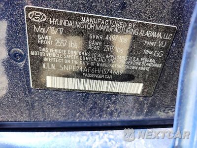 Zdjęcie 12 z 12 samochodu: 2017 HYUNDAI SONATA SE VIN:5NPE24AF6HH574689 - miniatura