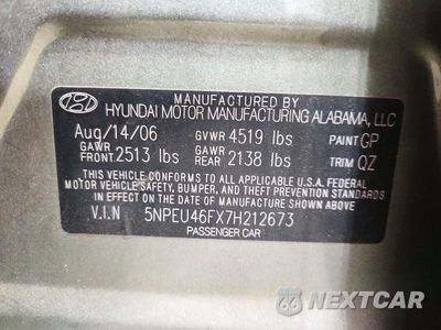Zdjęcie 12 z 12 samochodu: 2007 HYUNDAI SONATA SE VIN:5NPEU46FX7H212673 - miniatura