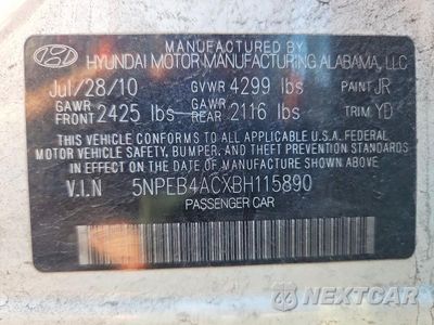 Zdjęcie 12 z 12 samochodu: 2011 HYUNDAI SONATA GLS VIN:5NPEB4ACXBH115890 - miniatura