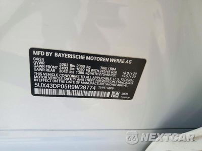 Zdjęcie 13 z 13 samochodu: 2024 BMW X3 SDRIVE30I VIN:5UX43DP05R9W38774 - miniatura