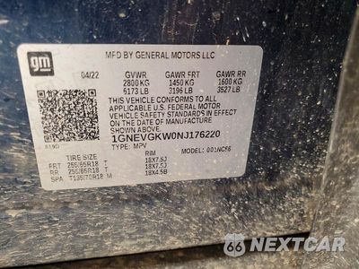 Zdjęcie 14 z 14 samochodu: 2022 CHEVROLET TRAVERSE LT VIN:1GNEVGKW0NJ176220 - miniatura