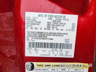 Zdjęcie 12 z 12 samochodu: 2014 FORD F150 SUPERCREW VIN:1FTFW1EF0EKF71849 - miniatura