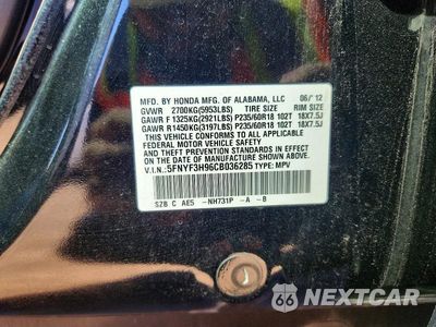 Zdjęcie 14 z 14 samochodu: 2012 HONDA PILOT TOURING VIN:5FNYF3H96CB036285 - miniatura