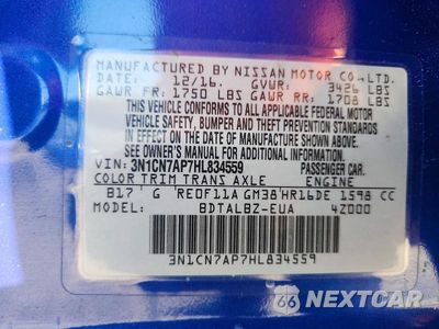Zdjęcie 12 z 12 samochodu: 2017 NISSAN VERSA 1.6 SV VIN:3N1CN7AP7HL834559 - miniatura