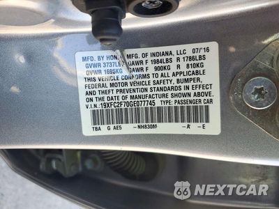 Zdjęcie 12 z 12 samochodu: 2016 HONDA CIVIC EX VIN:19XFC2F70GE077745 - miniatura