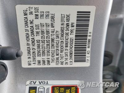 Zdjęcie 13 z 13 samochodu: 2012 HONDA CR-V EXL VIN:2HKRM3H74CH503021 - miniatura