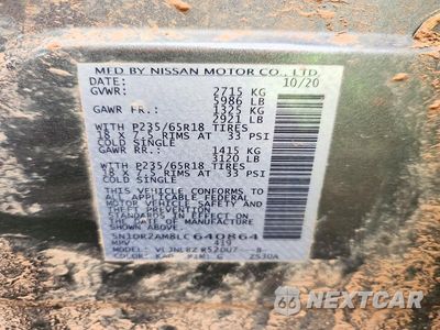 Zdjęcie 13 z 13 samochodu: 2020 NISSAN PATHFINDER S VIN:5N1DR2AM8LC640864 - miniatura