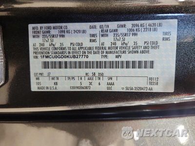 Zdjęcie 14 z 14 samochodu: 2019 FORD ESCAPE SE VIN:1FMCU0GD0KUB27770 - miniatura