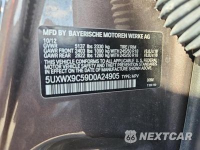 Zdjęcie 12 z 12 samochodu: 2013 BMW X3 XDRIVE28I VIN:5UXWX9C59D0A24905 - miniatura
