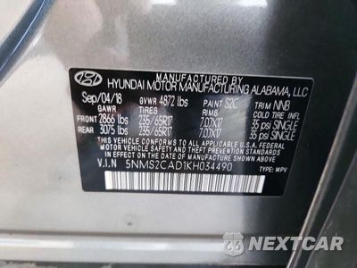 Zdjęcie 13 z 13 samochodu: 2019 HYUNDAI SANTA FE SE VIN:5NMS2CAD1KH034490 - miniatura