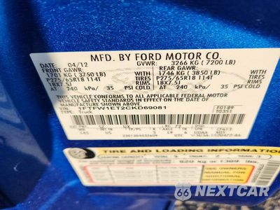 Zdjęcie 12 z 12 samochodu: 2012 FORD F150 SUPERCREW VIN:1FTFW1ET2CKD69081 - miniatura