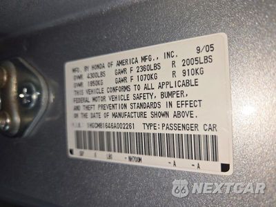 Zdjęcie 13 z 13 samochodu: 2006 HONDA ACCORD EX VIN:1HGCM81646A002261 - miniatura