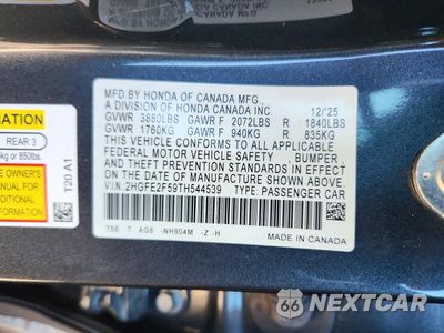 Zdjęcie 13 z 13 samochodu: 2026 HONDA CIVIC SPORT VIN:2HGFE2F59TH544539 - miniatura