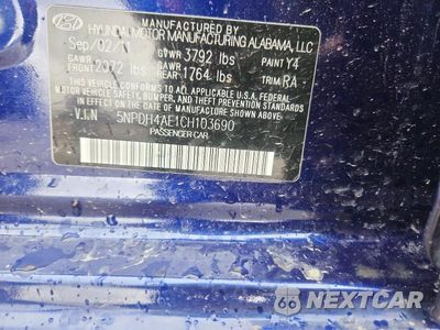 Zdjęcie 12 z 12 samochodu: 2012 HYUNDAI ELANTRA GLS VIN:5NPDH4AE1CH103690 - miniatura