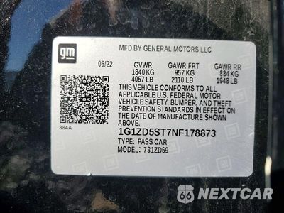 Zdjęcie 12 z 12 samochodu: 2022 CHEVROLET MALIBU LT VIN:1G1ZD5ST7NF178873 - miniatura